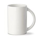 Taza de porcelana blanca con asa de medio circulo hecha en EU 300ml color blanco