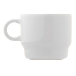 Taza de café apilable con plato rectangular hecho en EU 180ml color blanco cuarta vista