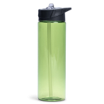 Botella de plástico libre de BPA con pajita incluida 700ml color verde transparente