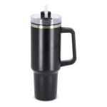 Vasos termo personalizados grandes de acero inoxidable con pajita 1.2L color negro