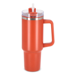 Vasos termo personalizados grandes de acero inoxidable con pajita 1.2L color naranja