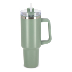 Vasos termo personalizados grandes de acero inoxidable con pajita 1.2L color verde oliva