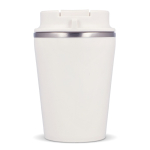 Vaso take away de doble pared compatible con cafeteras 280ml color blanco sexta vista