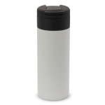 Botella de acero inoxidable personalizada tapa abatible negra 400ml color blanco