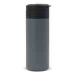 Botella de acero inoxidable personalizada tapa abatible negra 400ml color gris oscuro tercera vista