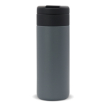Botella de acero inoxidable personalizada tapa abatible negra 400ml color gris oscuro cuarta vista