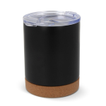 Vaso de acero inoxidable doble pared con base de corcho 350ml color negro