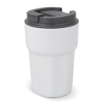 Vaso take away de acero inoxidable con tapa de silicona 350ml color blanco