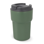Vaso take away de acero inoxidable con tapa de silicona 350ml color verde oliva