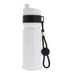 Botella deportiva libre de BPA con detalle a color y correa 500ml color blanco/negro