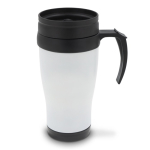 Vaso doble pared de acero inoxidable con asa para transporte 350ml color blanco