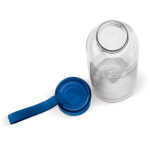 Botella de plástico con tapón y asa de transporte a color 600ml color azul transparente tercera vista