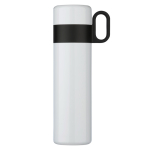 Termo de acero inoxidable con taza y asa como tapón 350ml color blanco tercera vista