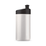 Bidón deportivo de plástico libre de BPA y 100% antigoteo 500ml color blanco/negro