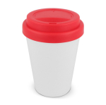 Vaso take away de plástico reciclado con tapa de vivos colores 250ml color rojo