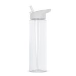 Botella de RPET transparente con tapa de pajita plegable 600ml color blanco