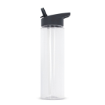 Botella de RPET transparente con tapa de pajita plegable 600ml color gris oscuro