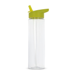 Botella de RPET transparente con tapa de pajita plegable 600ml color verde lima