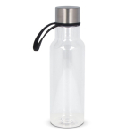 Botella de RPET transparente con asa de transporte de goma 600ml color negro