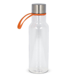 Botella de RPET transparente con asa de transporte de goma 600ml color naranja