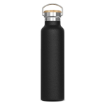 Botella térmica con recubrimiento de polvo y asa de transporte 650ml color negro