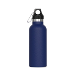 Botella de acero inoxidable 100% antifugas con mosquetón 500ml color azul oscuro