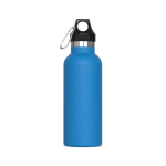 Botella de acero inoxidable 100% antifugas con mosquetón 500ml color azul claro