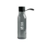 Botella de tritán con tapa de metal y asa de silicona 600ml color negro vista de impresión