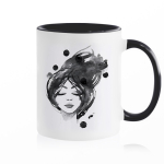 Taza de cerámica en varias opciones bicolor de 325ml color negro vista de impresión