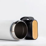 Botella termo de acero inoxidable con asa y detalle de bambú 600ml vista con varios colores