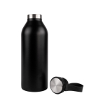 Botella de acero inoxidable reciclado con asa de sujeción 500ml color negro sexta vista