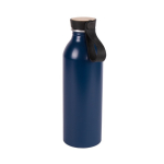 Botella de aluminio reciclado con detalle de madera en el tapón 550ml color azul tercera vista