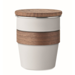 Vaso de acero inoxidable con detalle removible de madera 350ml color blanco
