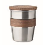 Vaso de acero inoxidable con detalle removible de madera 350ml color plateado mate