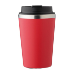 Vaso térmico de acero inoxidable de tapa negra y borde plateado 350ml color rojo primera vista