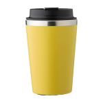 Vaso térmico de acero inoxidable de tapa negra y borde plateado 350ml color amarillo primera vista