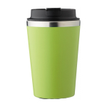 Vaso térmico de acero inoxidable de tapa negra y borde plateado 350ml color verde claro primera vista