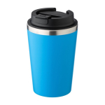 Vaso térmico de acero inoxidable de tapa negra y borde plateado 350ml color azul claro novena vista