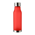 Botella de RPET aspecto glaseado con tapa y base de acero inox 600ml color rojo primera vista