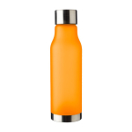 Botella de RPET aspecto glaseado con tapa y base de acero inox 600ml color naranja primera vista