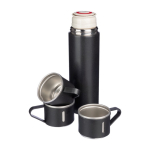 Termo doble pared de acero inoxidable de 420ml con 2 tazas de 150ml color negro sexta vista