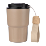 Vaso térmico impreso de acero inoxidable con correa a juego 320ml color beige