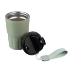 Vaso térmico impreso de acero inoxidable con correa a juego 320ml color verde claro tercera vista