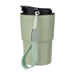 Vaso térmico impreso de acero inoxidable con correa a juego 320ml color verde claro cuarta vista