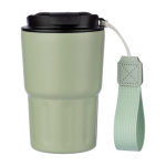 Vaso térmico impreso de acero inoxidable con correa a juego 320ml color verde claro quinta vista