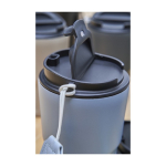 Vaso térmico impreso de acero inoxidable con correa a juego 320ml color azul claro tercera vista