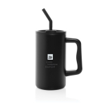 Taza térmica elegante de acero inoxidable reciclado 800ml color negro vista con logo