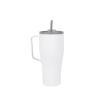 Botella térmica de acero inoxidable reciclado con pajita 800ml color blanco