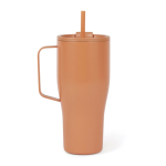 Botella térmica de acero inoxidable reciclado con pajita 800ml color naranja