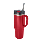 Vaso con pajita con aislamiento de aire de doble pared 1,2L color rojo
